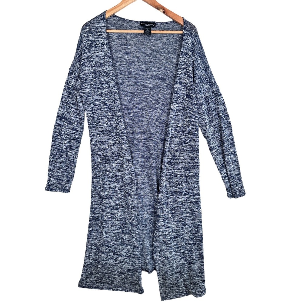 See‎ You Monday Medium Womens Long Cardigan Open Front Stretch Long Sleeve Blue